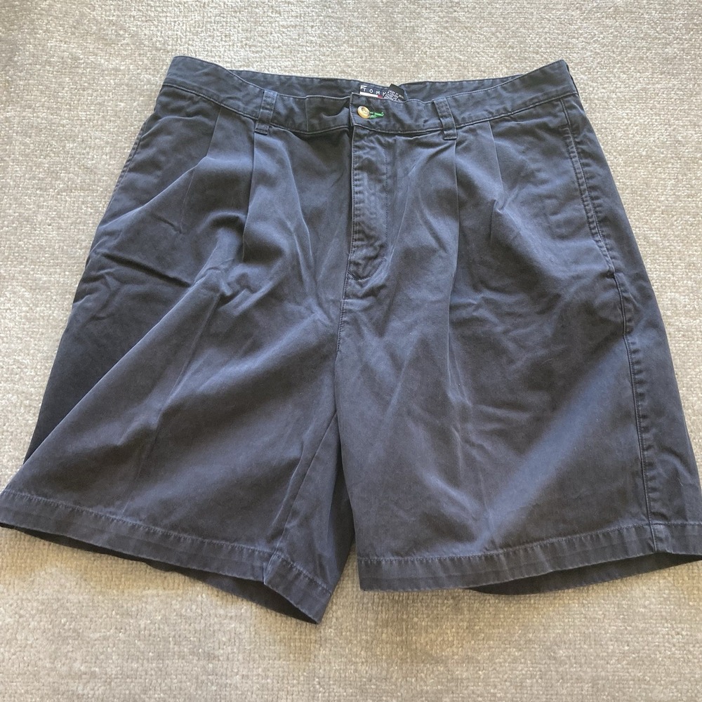 Tommy Hilfiger Chino Shorts‎ Mens 36 Navy Blue Flat Front Preppy 7 Inch